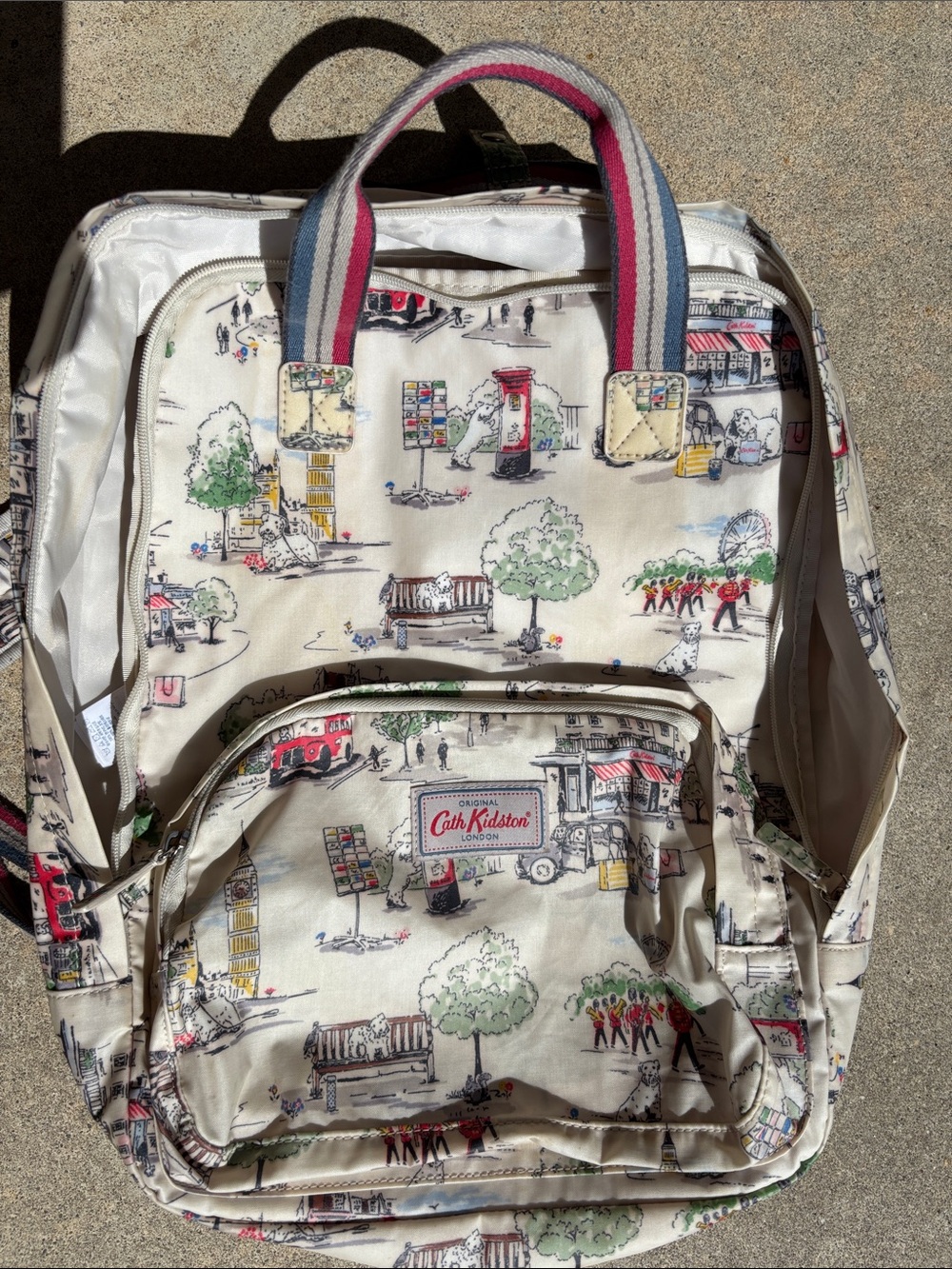 Cath Kidston Mattbackpack featuring whimsical Billie Town print. - Picture 4 of 10
